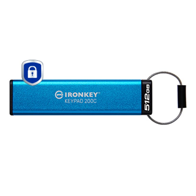 Kingston IronKey KeyPad 200 512GB USB-C Sininen