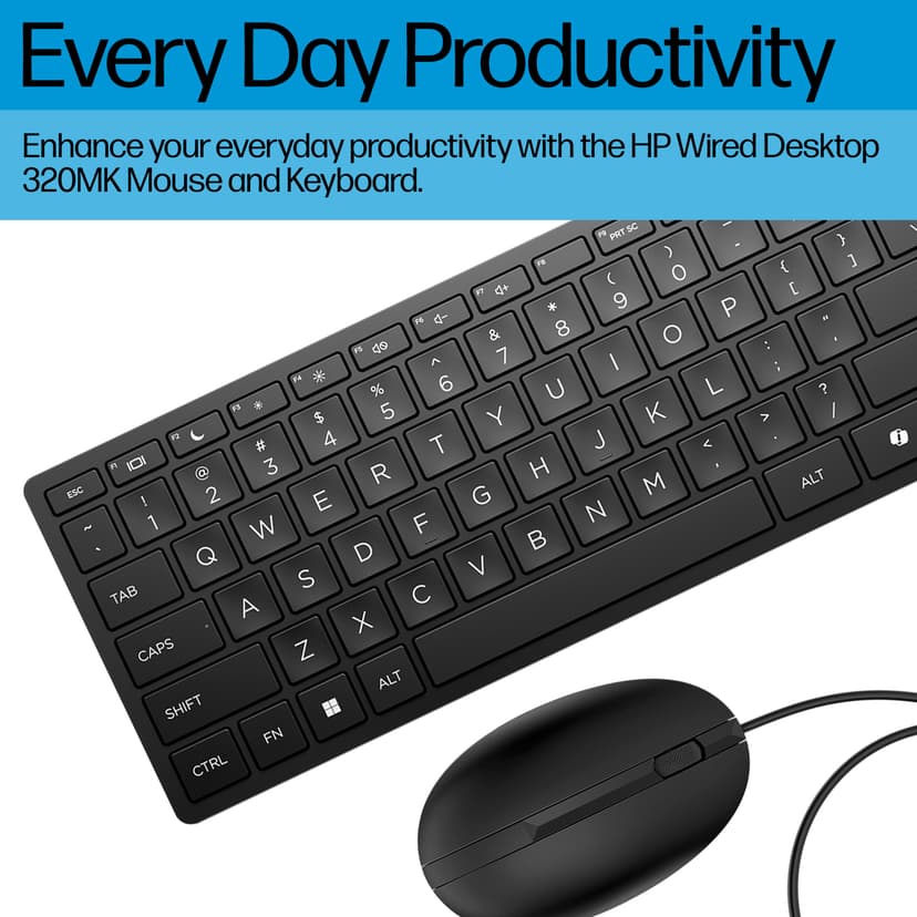 HP 320 Mouse and Keyboard Combo Kabel Nordisk