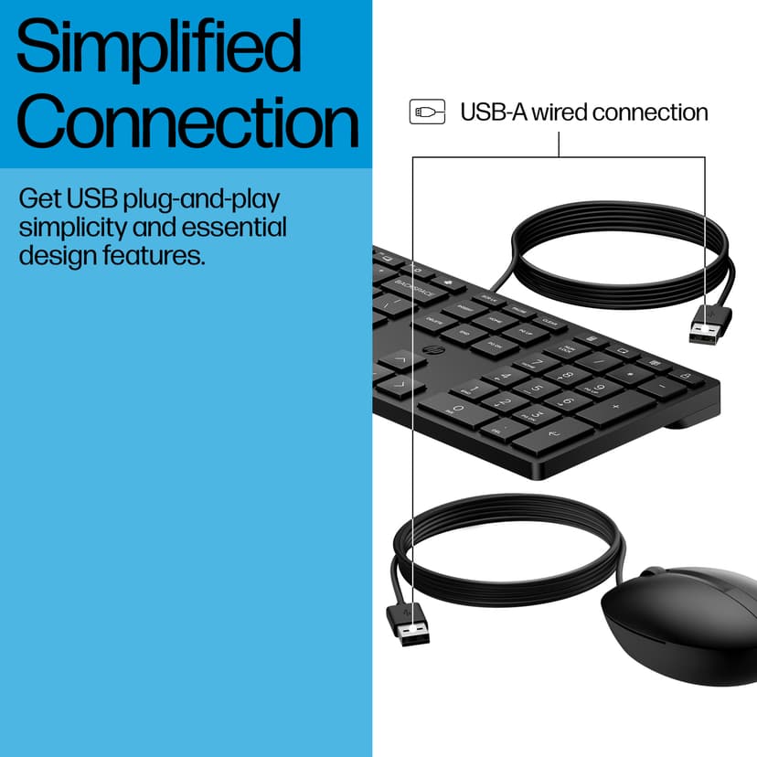 HP 320 Mouse and Keyboard Combo Kabel Nordisk