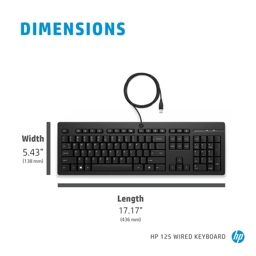 HP 125 kablet tastatur Kablet
