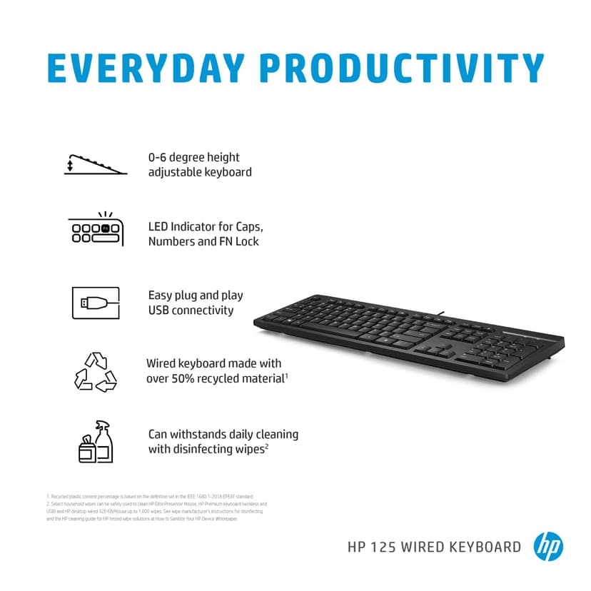 HP 125 kablet tastatur Kablet