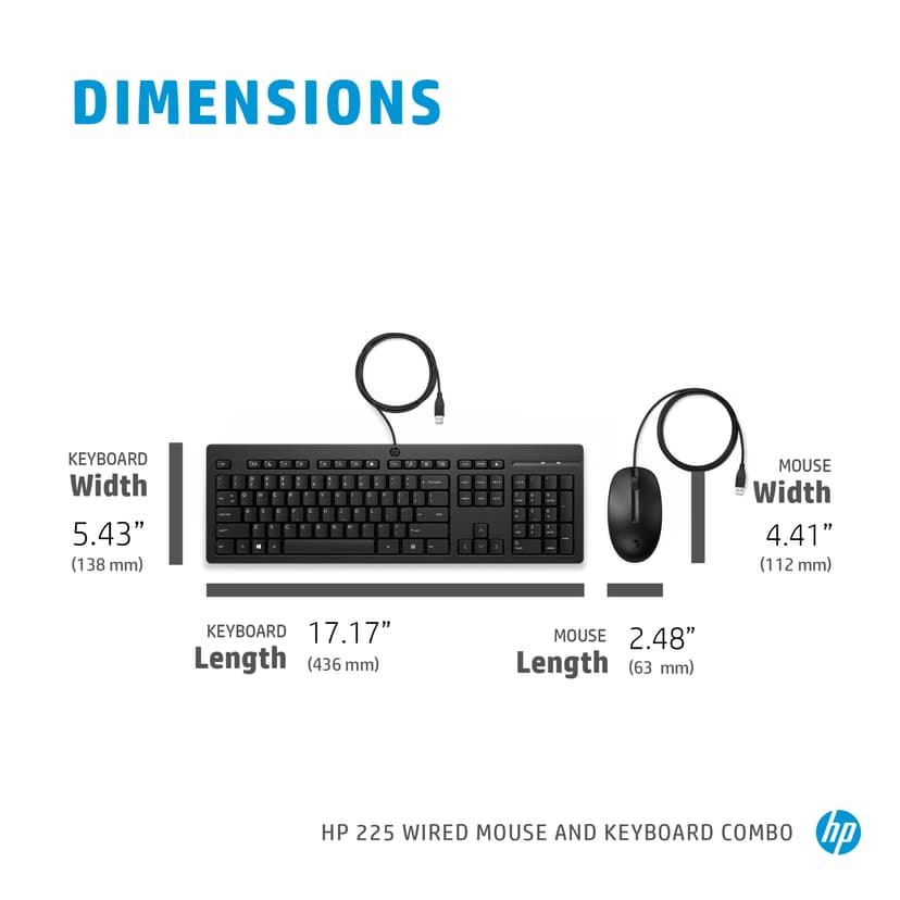 HP 225 kombinert kablet mus og tastatur Kablet