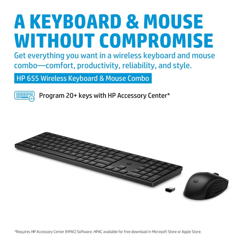 HP 655 Wireless Keyboard and Mouse Combo Trådløs