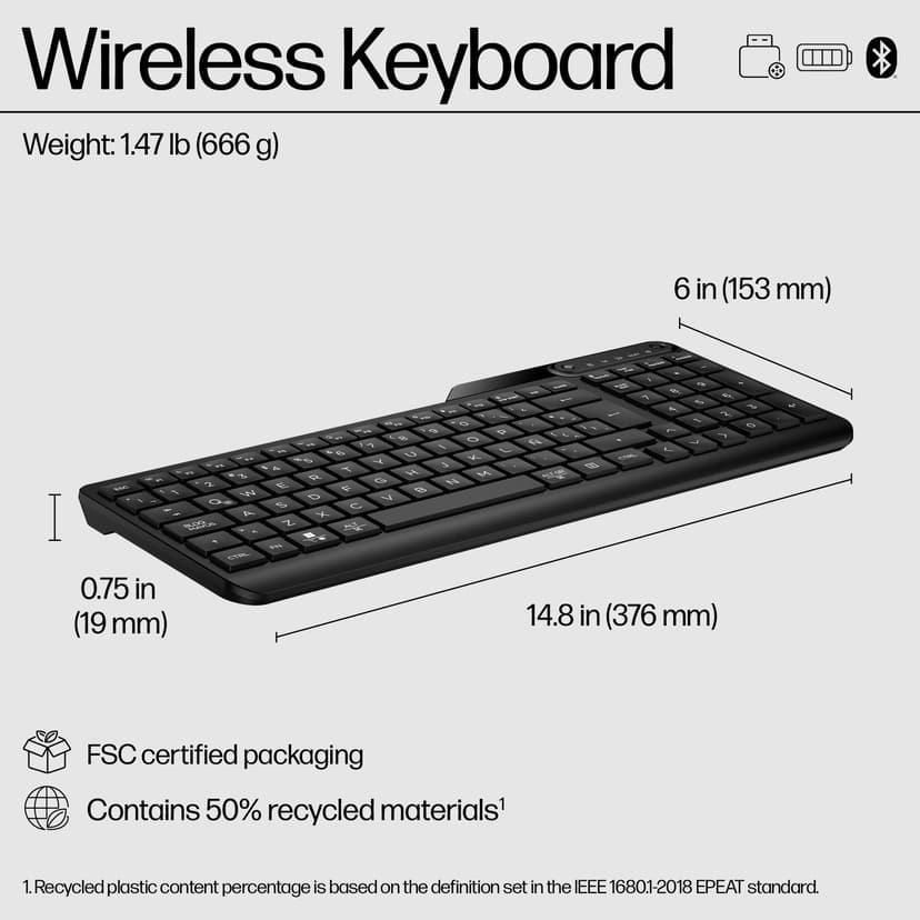 HP 475 Dual-mode Tastatur Trådløs Nordisk