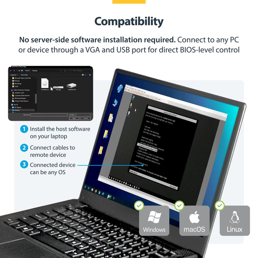 Startech KVM Console to Laptop USB 2.0 Portable Crash Cart Adapter with File Transfer