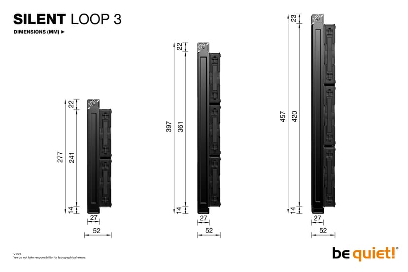 be quiet! Silent Loop 3 420 mm Suoritin All-in-one-nesteenjäähdytin 14 cm musta 1 kpl AiO -nesteenjäähdytin Musta