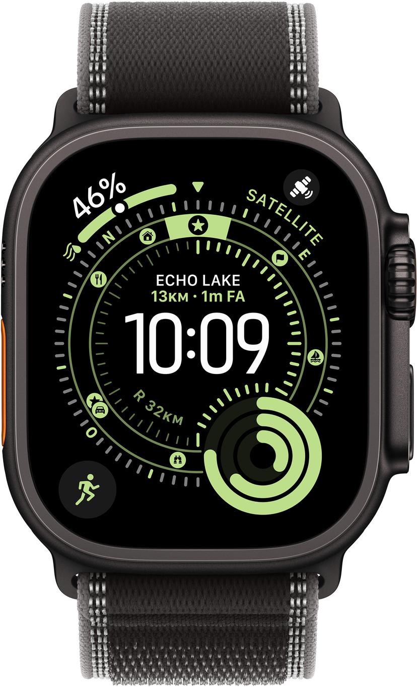 Apple Watch Ultra 3 GPS + Cellular 49mm Black Titanium Case with Black/Charcoal Trail Loop - S/M
