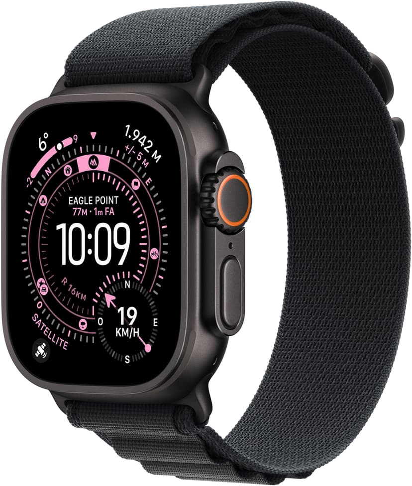 Apple Watch Ultra 3 GPS + Cellular 49mm Black Titanium Case with Black Alpine Loop - Medium