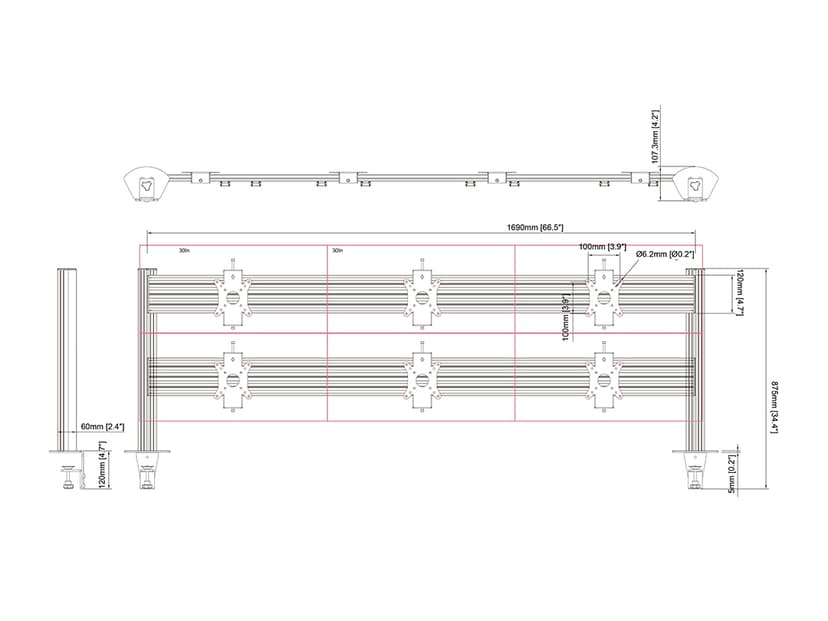 Multibrackets M Deskmount Column Pro 3x2 MBDM3x2U