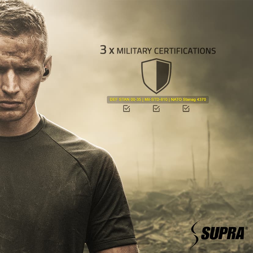SUPRA NERO-TX2 In-ear Mil-STD, NATO, DEF-STAN Svart