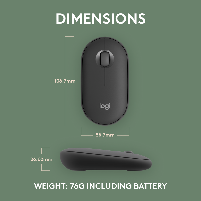 Logitech Pebble Mouse 2 M350s RF trådløs + Bluetooth Mus