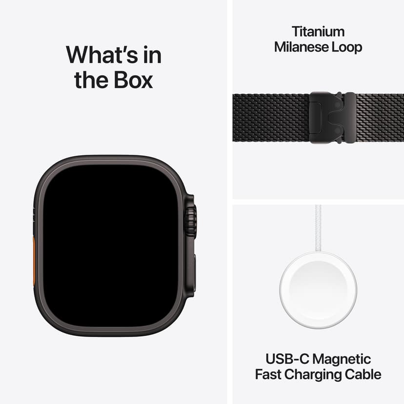 Apple Watch Ultra 3 GPS + Cellular 49mm Black Titanium Case with Black Titanium Milanese Loop - Large