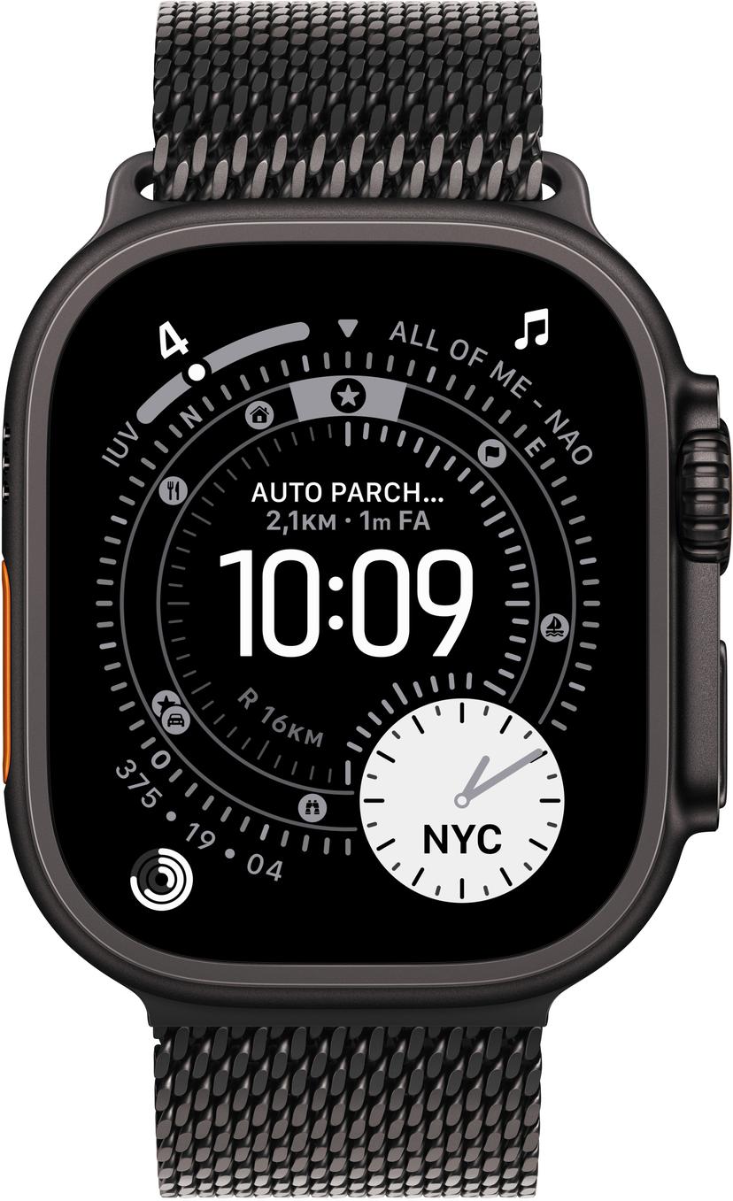 Apple Watch Ultra 3 GPS + Cellular 49mm Black Titanium Case with Black Titanium Milanese Loop - Large