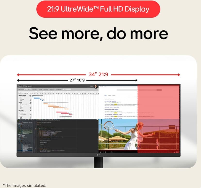 LG ULTRAWIDE 34U511A 34" WFHD IPS 21:9" - (Löytötuote luokka 2) 34" 2560 × 1080pixels IPS 21:9 100Hz