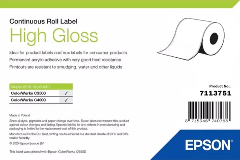 Epson Etiketten Hoogglans 76 mm, 33 m