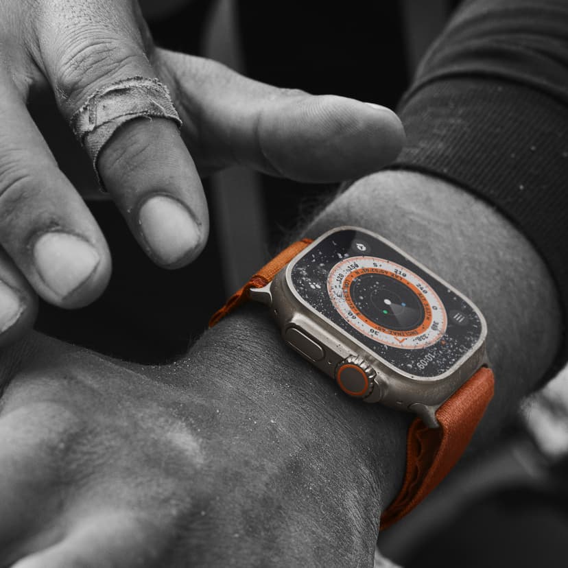 Apple Watch Ultra GPS + Cellular, 49mm Titanium Case with Orange Alpine Loop Small