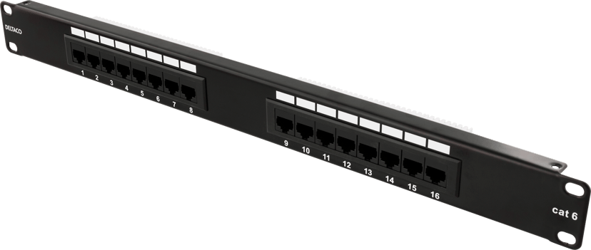 Deltaco Patchpanel Svart Cat 6 1U