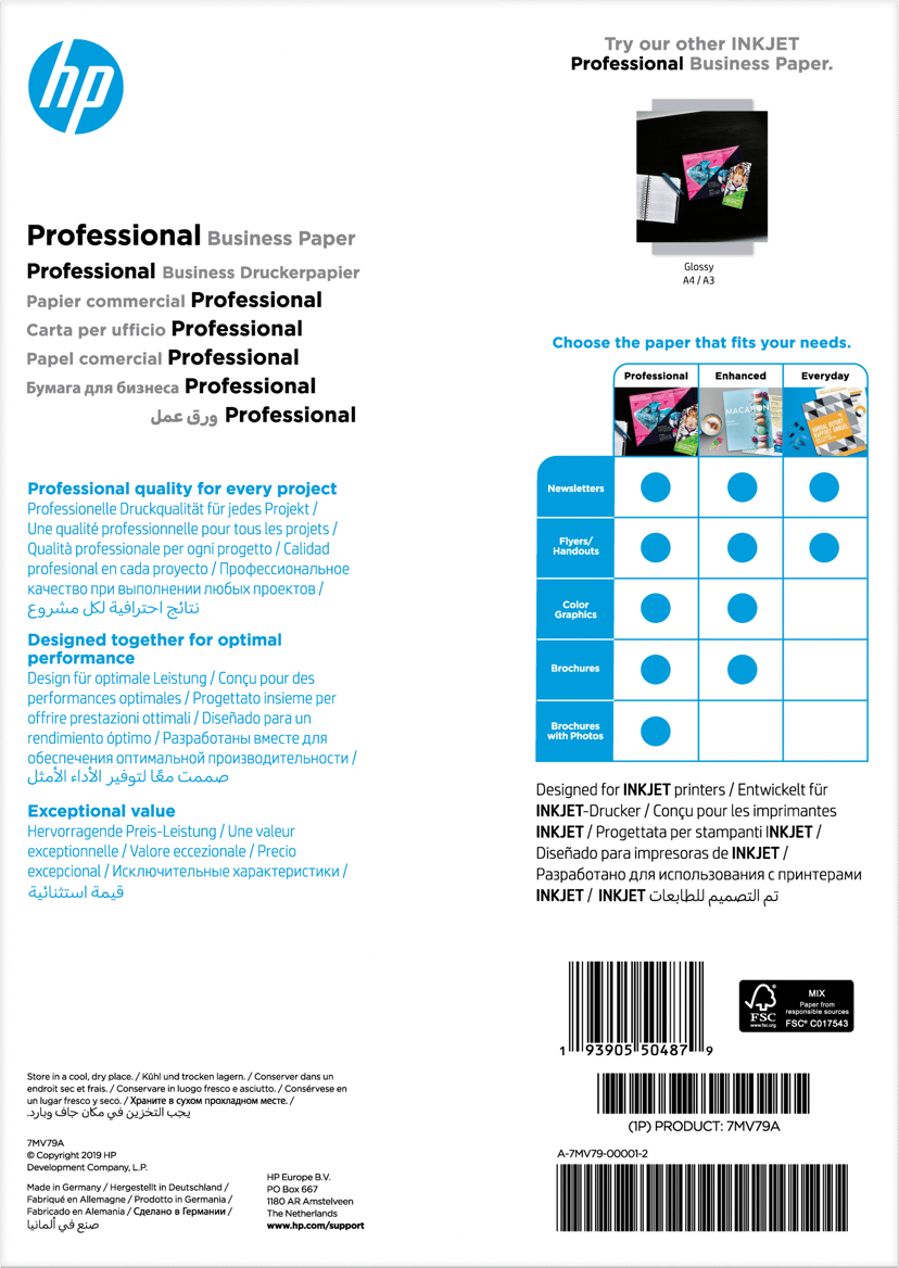 HP Papper Professional Matt A4 180g 150-Ark - InkJet/PageWide