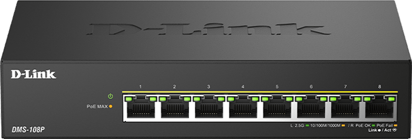 D-Link DMS-108P/E 8-Port 2.5GE Unmanaged PoE Switch