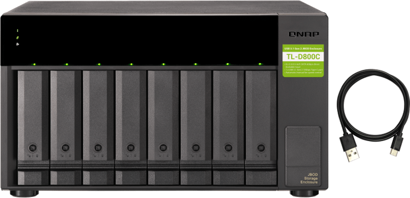 QNAP TL-D800C Hölje för lagringsenheter HDD- / SSD kabinett Svart, Grå 2.5/3.5"