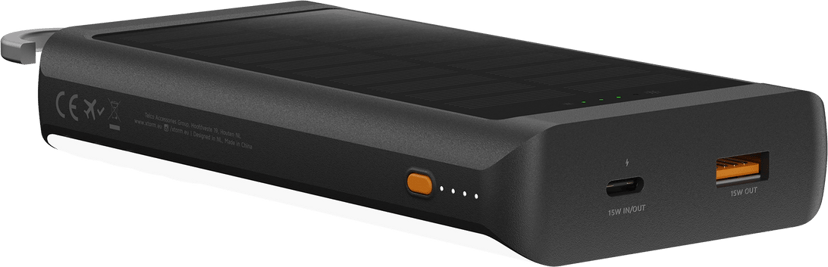Xtorm GO2 Solar Powerbank 10000mAh + Light 10000mAh Grå, Orange, Svart