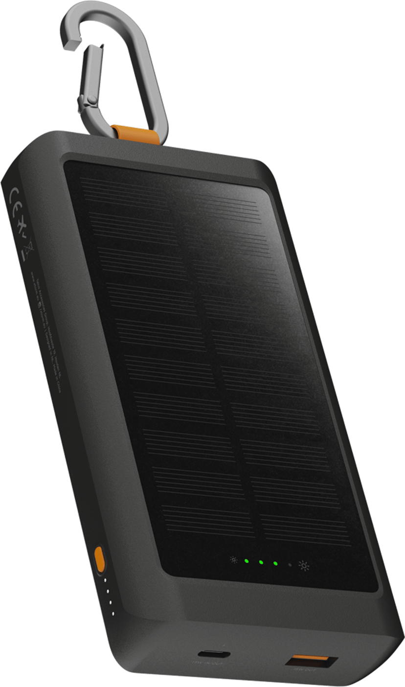 Xtorm GO2 Solar Powerbank 10000mAh + Light 10000mAh Grå, Orange, Svart