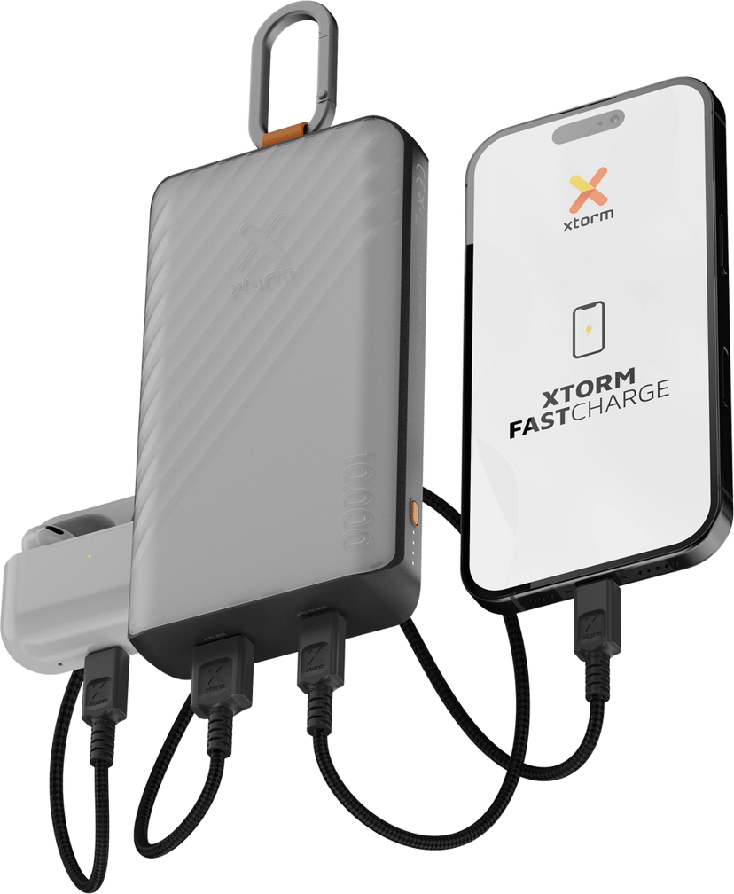 Xtorm GO2 Solar Powerbank 10000mAh + Light 10000mAh Grå, Orange, Svart