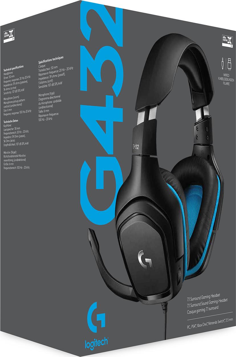 Logitech Gaming Headset G432 Stereo Blå, Svart
