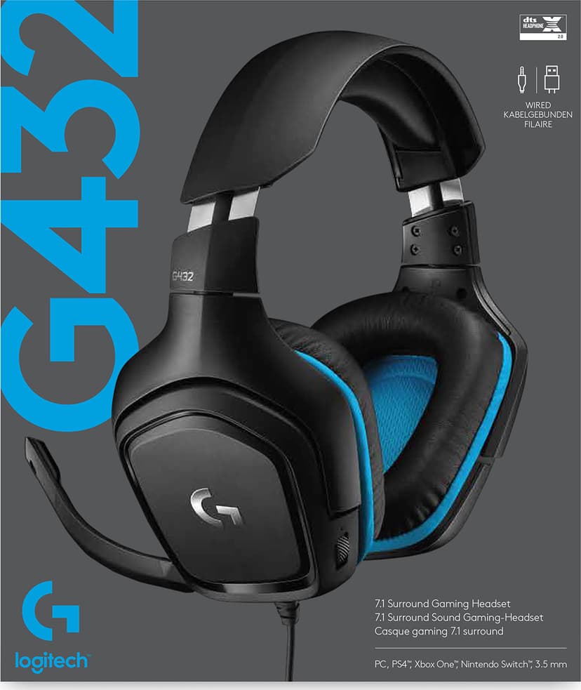 Logitech Gaming Headset G432 Stereo Blå, Svart