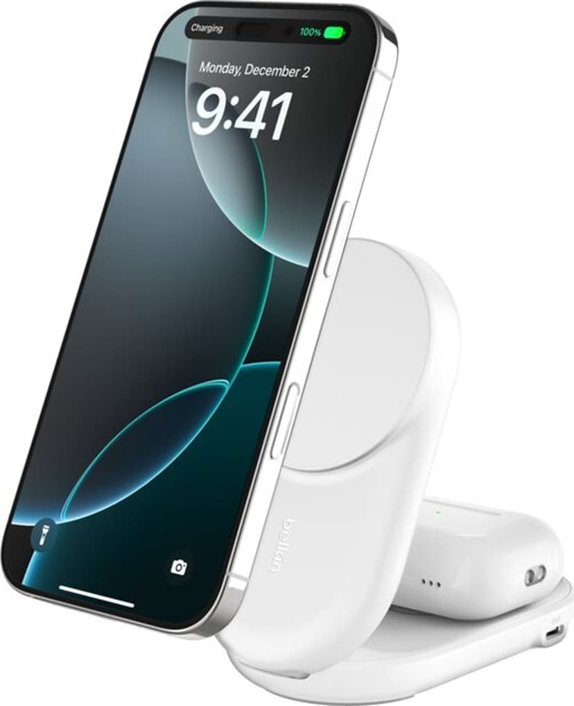 Belkin UltraCharge 25w Qi2 2in1 Magnetic Charger plus 1.5m Hvid