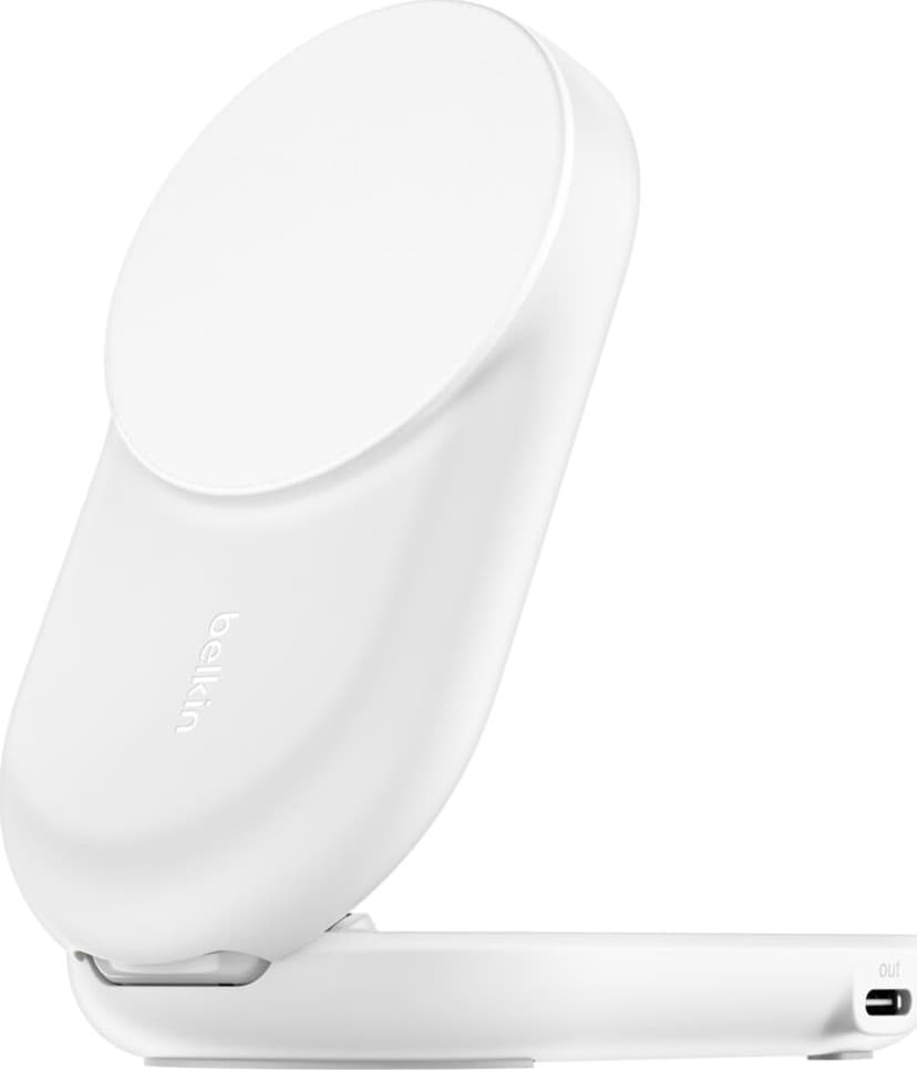 Belkin UltraCharge 25w Qi2 2in1 Magnetic Charger plus 1.5m Valkoinen