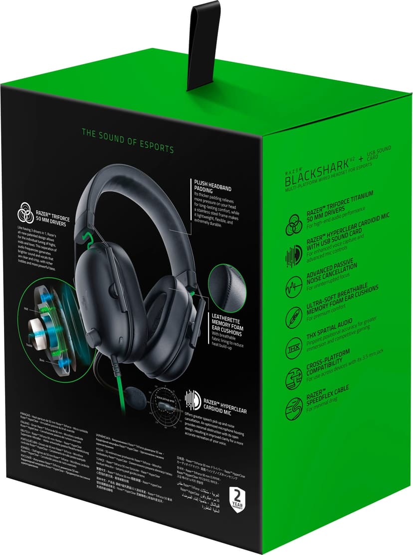 Razer BlackShark v2 X Headset Stereo Grøn, Sort
