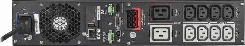 Eaton 9PX 3000i RT2U Netpack Li-Ion uforstyrrbar strømforsyning (UPS) Dobbeltkonvertering (Online) 3 kVA 2400 W 10 AC-utganger