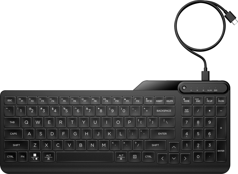 HP 405 bakgrunnsbelyst kablet tastatur Kablet Nordisk