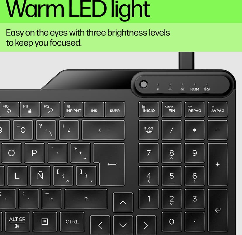 HP 405 Baggrundsbelyst kablet tastatur Ledningsført Nordisk