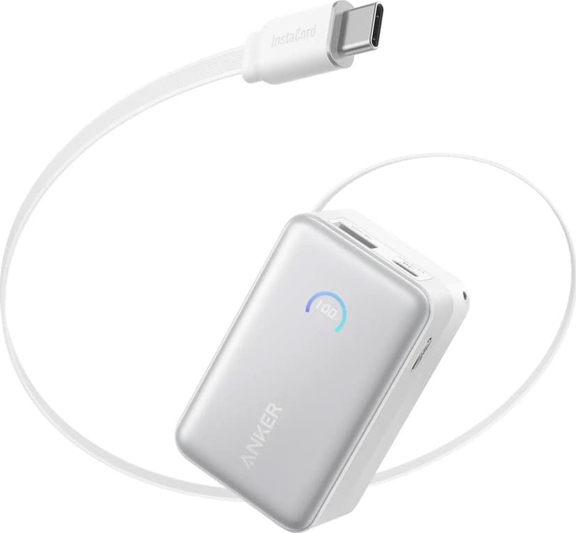 Anker Nano Powerbank 45W Built-in USB-C Cable 10000mAh Valkoinen