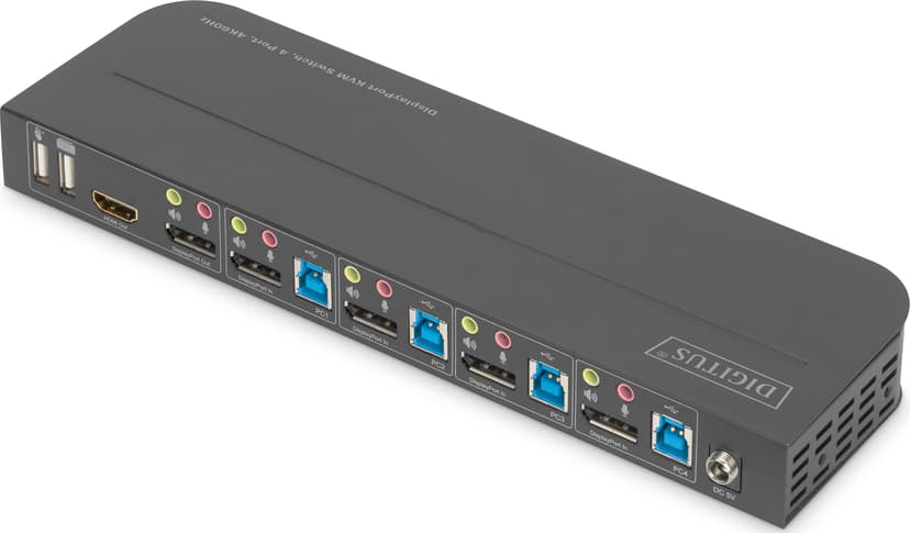 Digitus DS-12890 KVM-switch 4x DisplayPort In 1x DisplayPort/HDMI Out Black - (Kuppvare klasse 2)