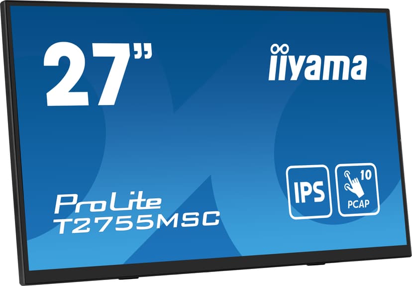 iiyama ProLite T2755MSC-B1 computer monitor 68,6 cm (27") 1920 x 1080 Pixels Full HD LED Touchscreen Tafelblad Zwart 27" 1920 × 1080pixels IPS 16:9 60Hz
