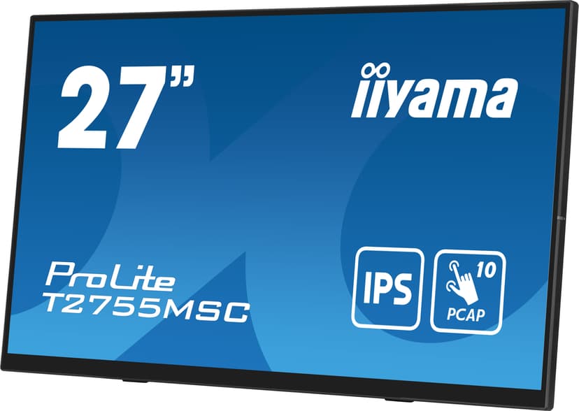 iiyama ProLite T2755MSC-B1 computer monitor 68,6 cm (27") 1920 x 1080 Pixels Full HD LED Touchscreen Tafelblad Zwart 27" 1920 × 1080pixels IPS 16:9 60Hz
