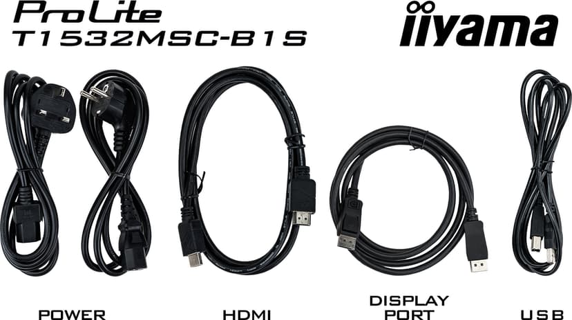 iiyama ProLite T1532MSC-B1S computer monitor 38,1 cm (15") 1024 x 768 Pixels XGA LCD Touchscreen Zwart 15" 1024 × 768pixels TN 4:3