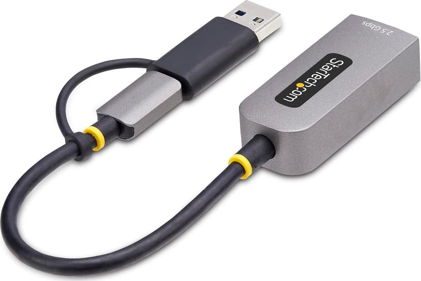 Startech StarTech.com 2.5GbE USB-C naar Ethernet Adapter met USB-A Converter, NBASE-T NIC, USB 3.0 Type-C 2.5/1G Multi Speed Netwerk, Thunderbolt Compatibel, Windows & Mac