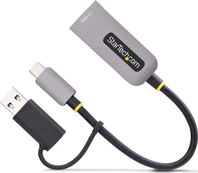 Startech StarTech.com 2,5 GbE USB-C till Ethernet-adapter med USB-A-konverterare, NBASE-T NIC, USB 3.0 Type-C 2,5/1G-nätverk med flera hastigheter, Thunderbolt-kompatibel, Windows och Mac