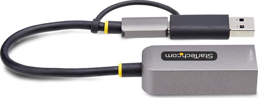 Startech StarTech.com 2.5GbE USB-C naar Ethernet Adapter met USB-A Converter, NBASE-T NIC, USB 3.0 Type-C 2.5/1G Multi Speed Netwerk, Thunderbolt Compatibel, Windows & Mac