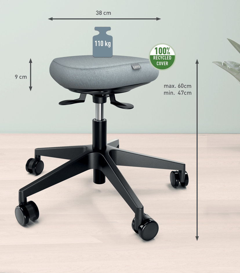 Leitz Ergo Active arbeidskrakk med hjul og Wobble Comfort Sete