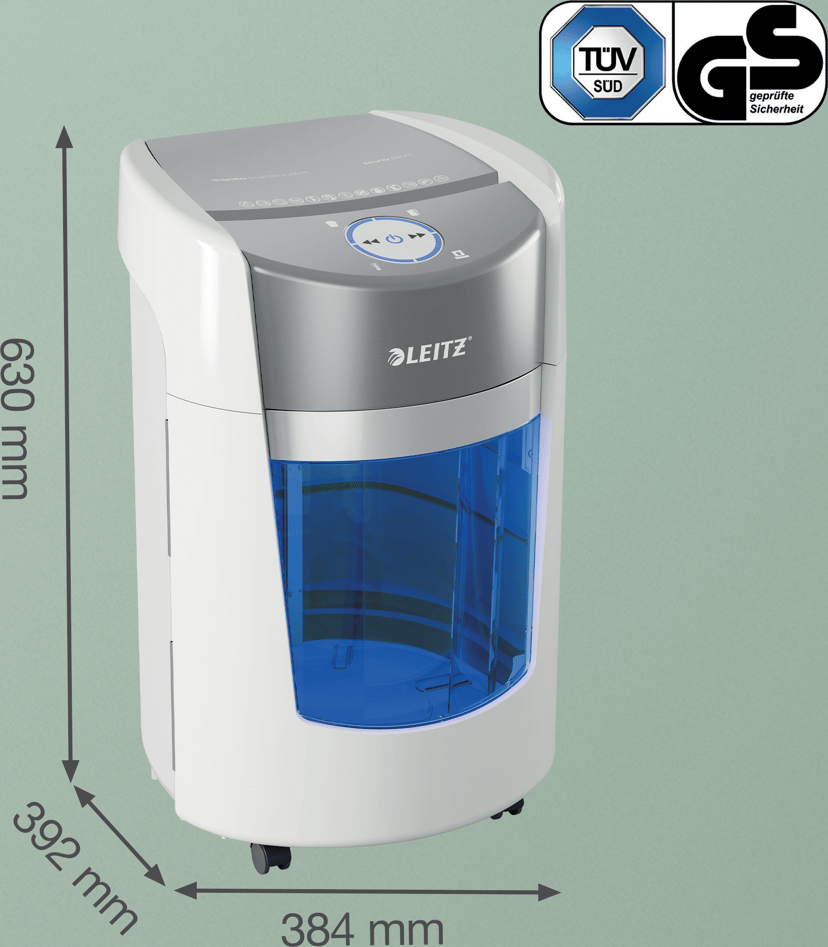 Leitz IQ OptiMax Small Office 350 Micro Cut pappersförstörare, Security P5, 22 l, vit