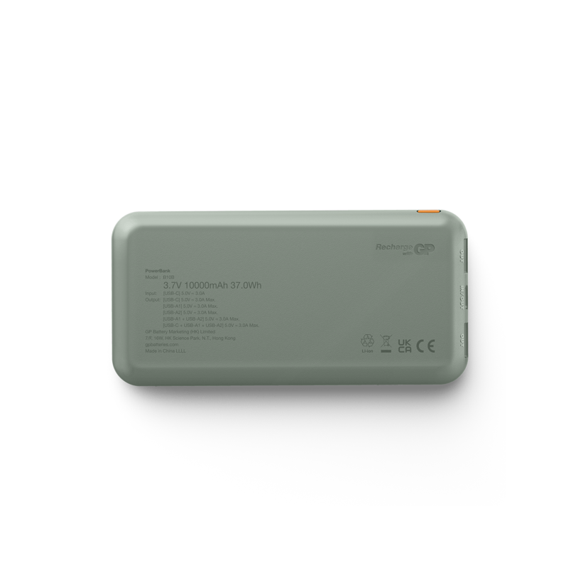 GP Powerbank Plus 3-port 10 000 mAh, grå 10000mAh Grå