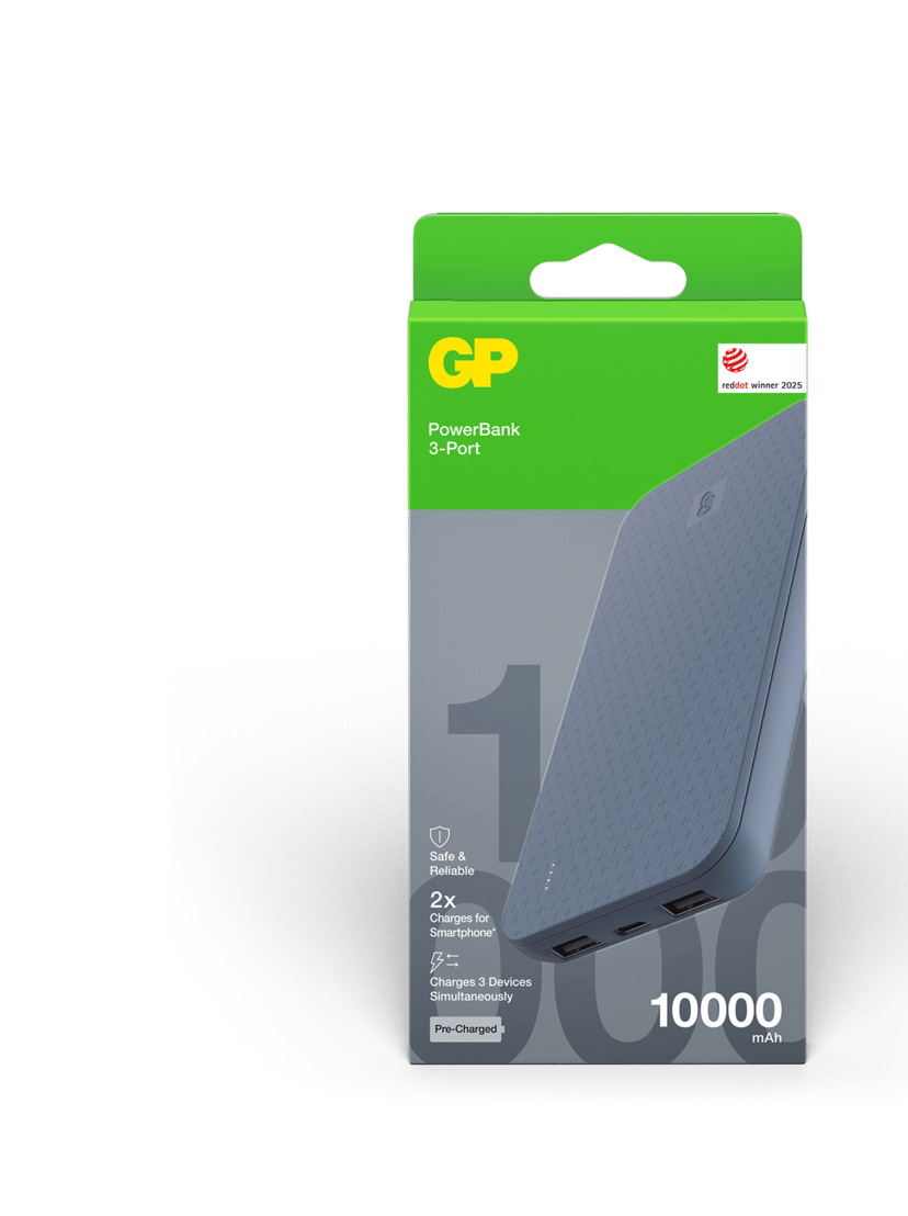 GP Varavirtalähde Plus, 3-porttinen, 10 000 mAh, sininen 10000, 37mAh Sininen