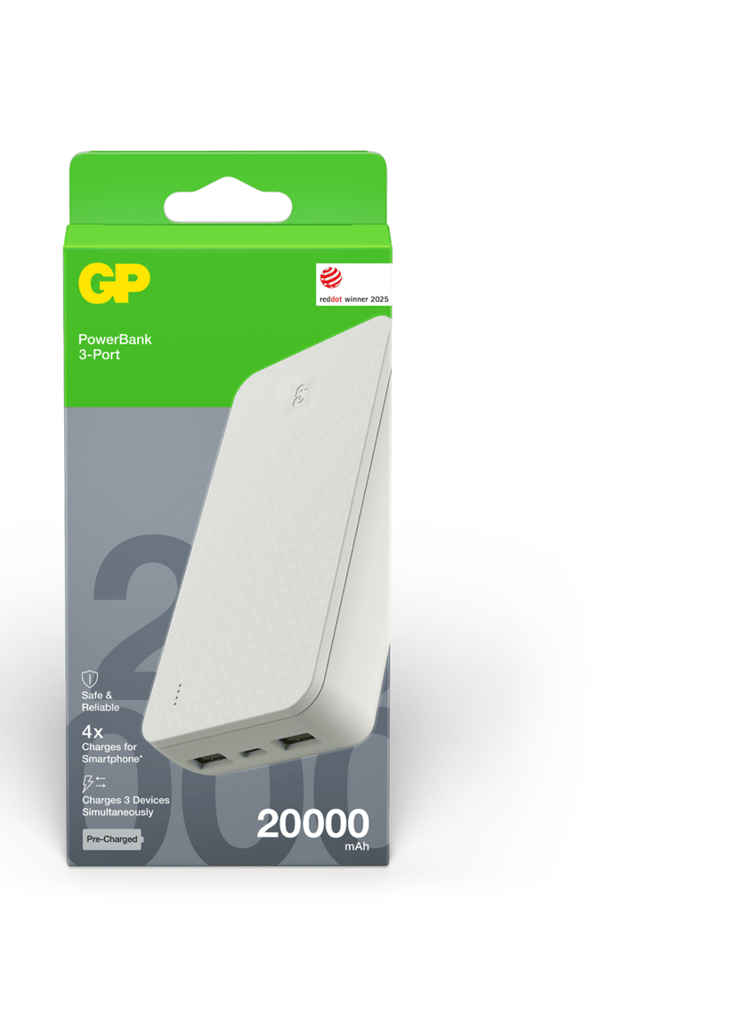 GP Powerbank Plus 3-Port 20000mAh, krämvit 20000mAh Gräddfärgad (405221)