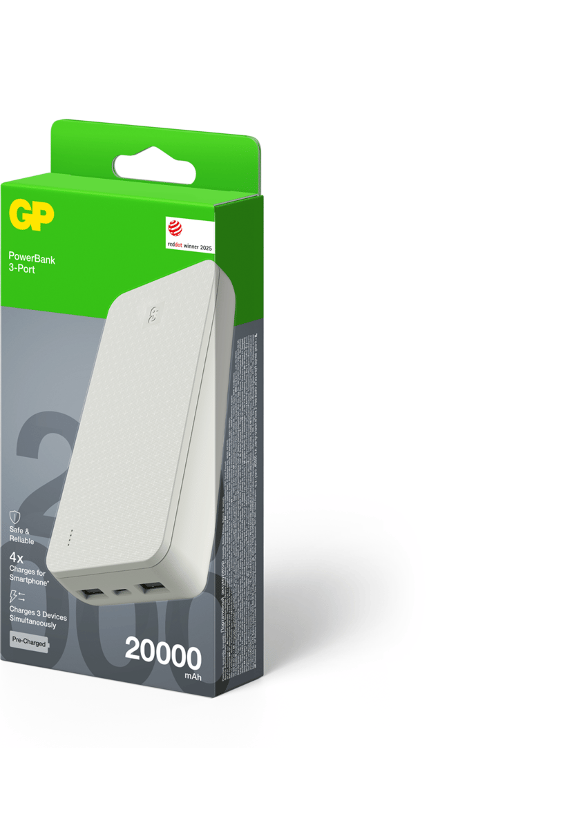 GP Powerbank Plus 3-Port 20000mAh, krämvit 20000mAh Gräddfärgad