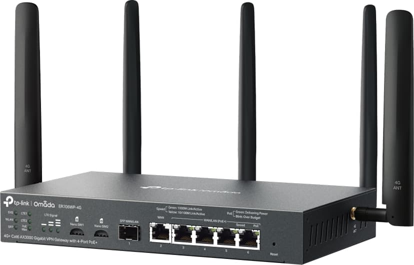 TP-Link Omada ER706WP-4G trådlös router Gigabit Ethernet Dual-band (2,4 GHz / 5 GHz) Svart
